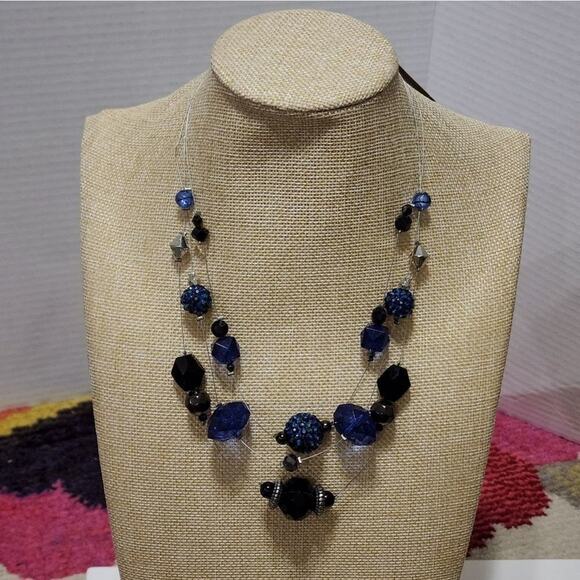 TRESKA beaded‎ multi strand illusion necklace new - Picture 1 of 6